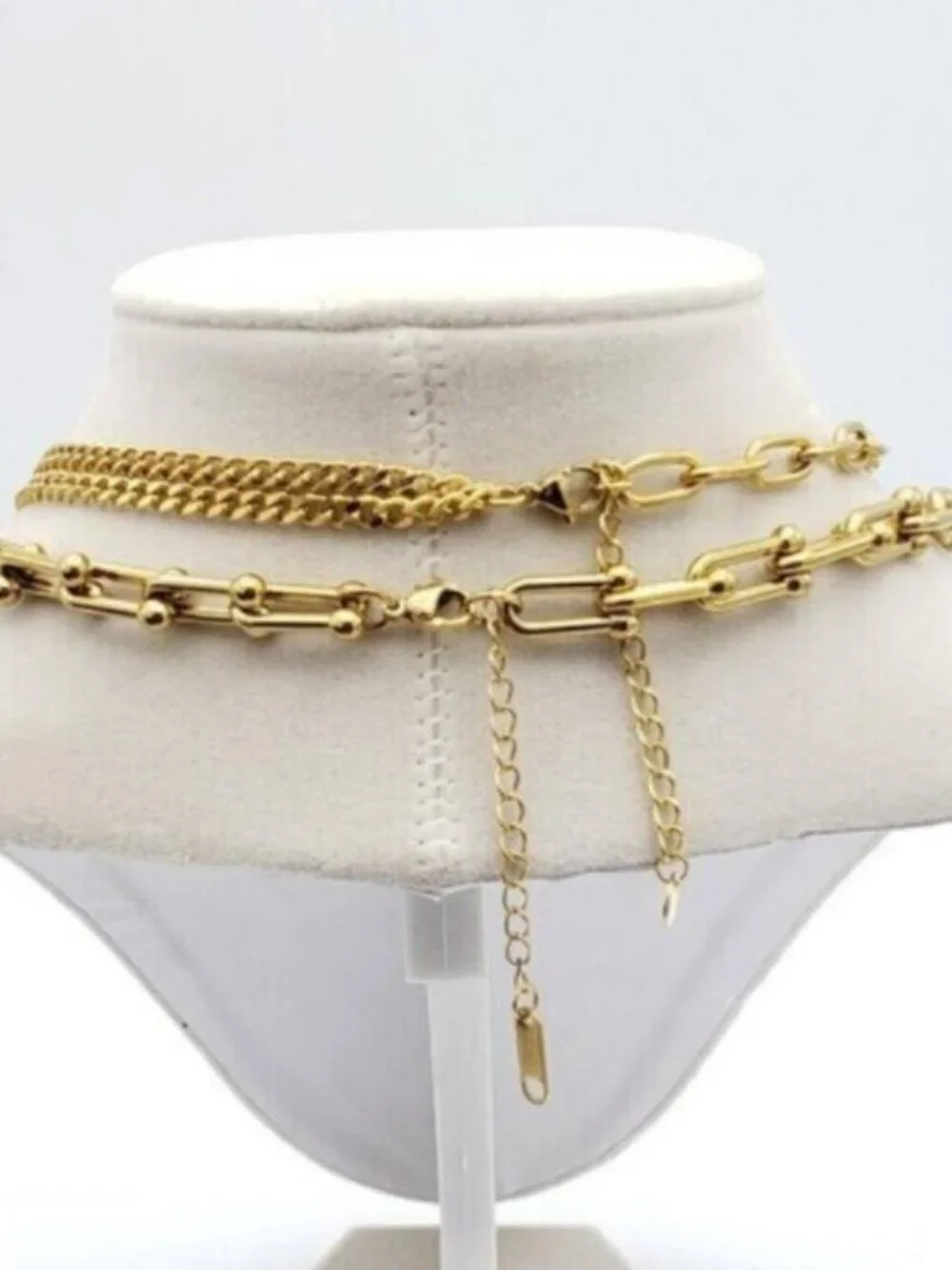 Double Chain Necklace with Authentic Louis Vuitton Padlock Pendant & Fresh Pearl